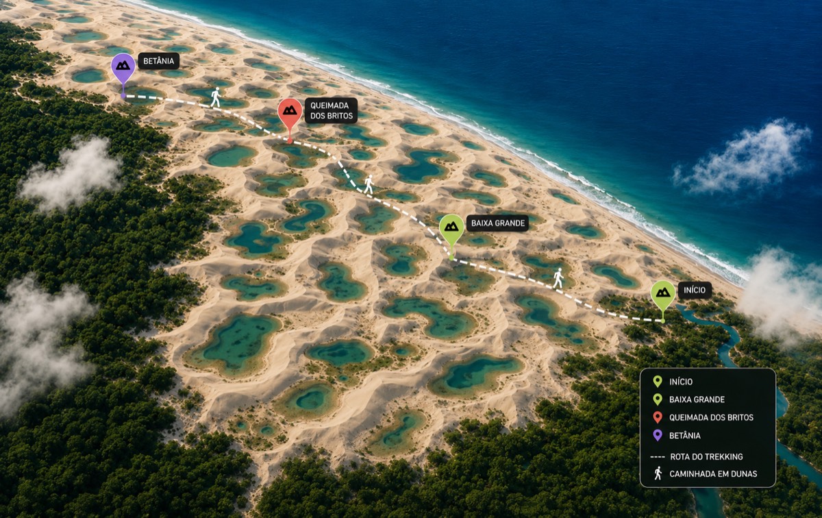 Mapa da Travessia dos Lençóis Maranhenses